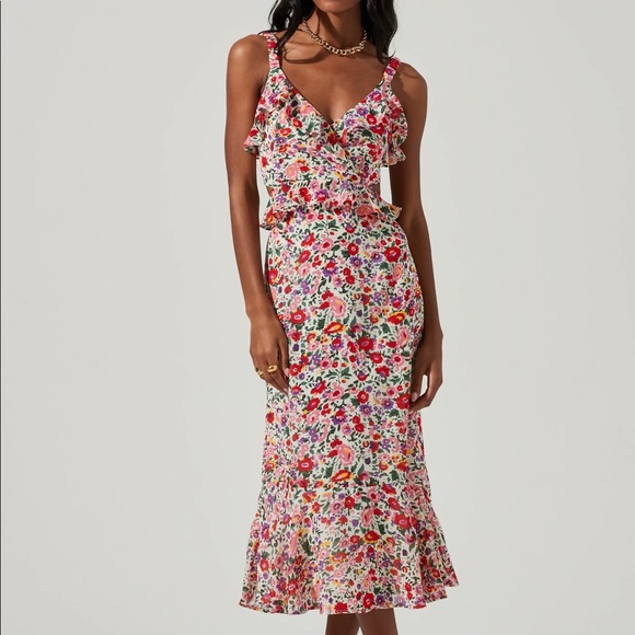 Astr Dresses & Skirts - ASTR Wildflower Ruffle Cutout Midi Dress